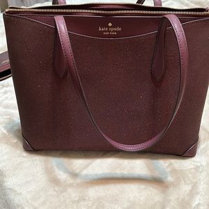 Kate Spade burgundy glitter purse with matching wallet